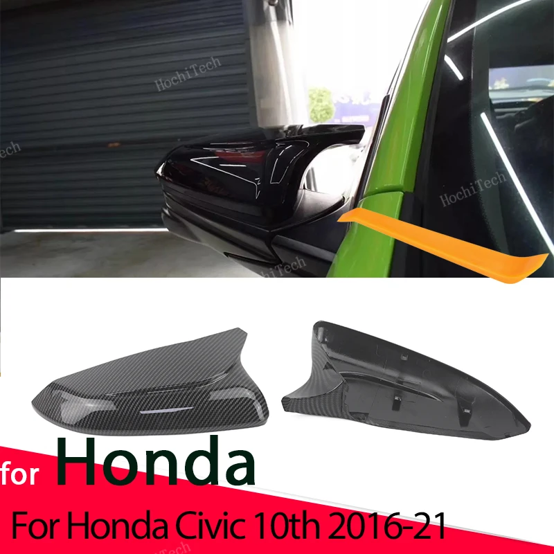 

Horn Shape Carbon Fiber Pattern Black Side Mirror cover Caps Replacement for Honda Civic 10th 2016 2017 2018 2019 2020