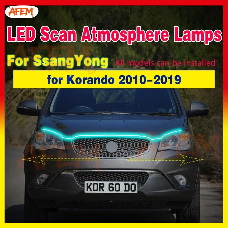Scan Starting Car Hood Light Daytime Running Lights Flexible Waterproof Led Lights Strip For SsangYong New Actyon Korando 10-19