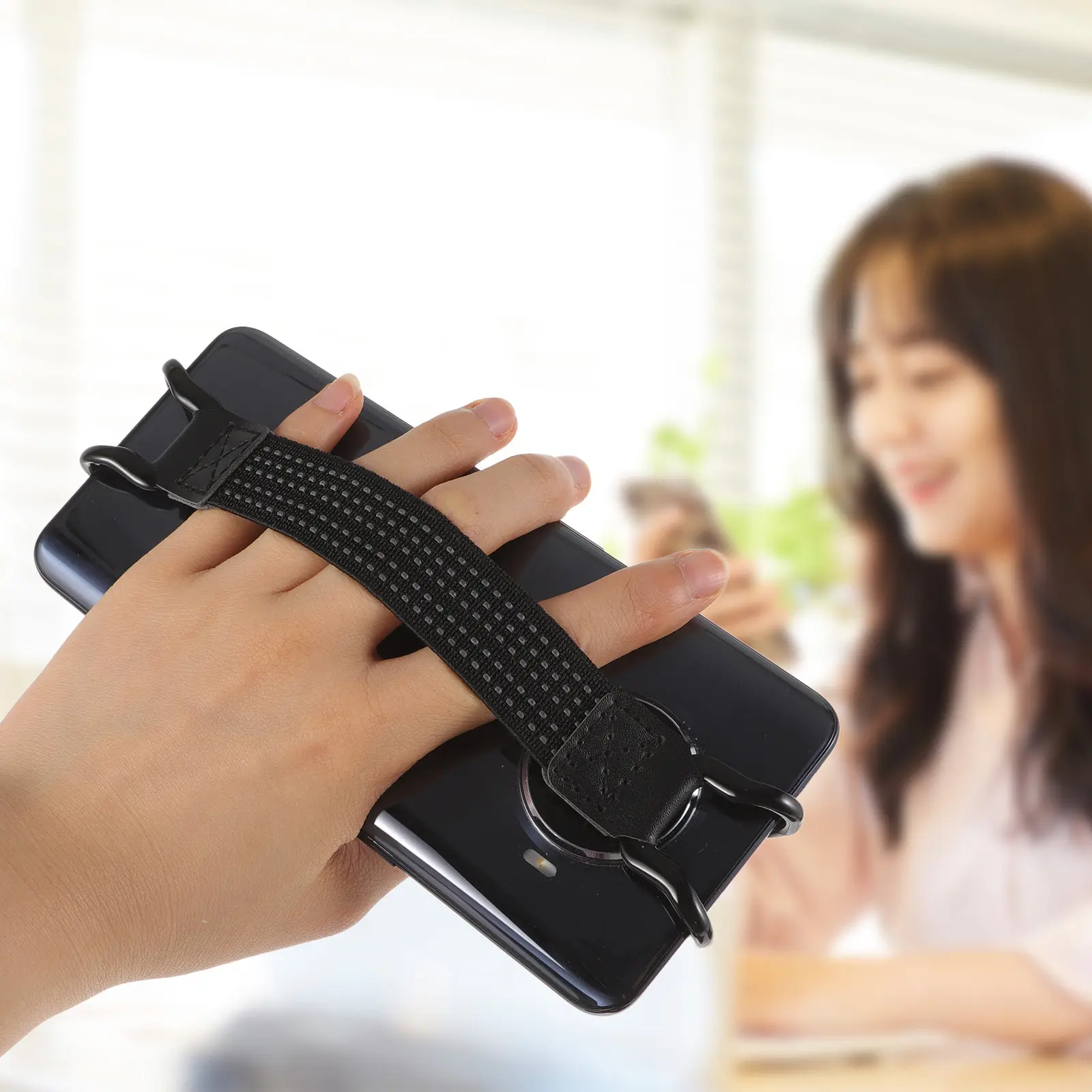 2Pcs Anti-Fall Phone Hand Strap Nylon Elastic Grip Holder for -Hand Use Comfortable Lightweight Travel Home Office