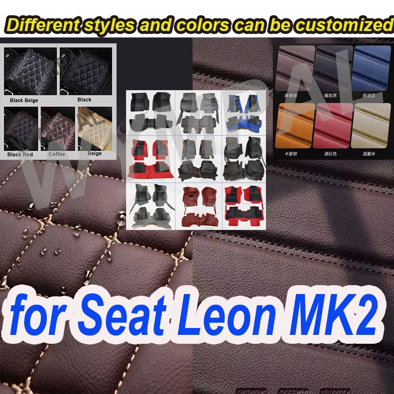 

LUXURY "Custom Automotive Car Floor Mats For Seat Leon MK2 2006 2007 2008 2009 2010 Auto Luxury Leather Men Women Car Mats Full