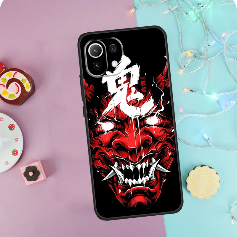 Japanese Samurai Oni Mask Case For POCO X5 X3 F5 Pro M5 F3 F4 X4 GT Cover For Xiaomi 13 Ultra 11T 12T Pro 12 Lite