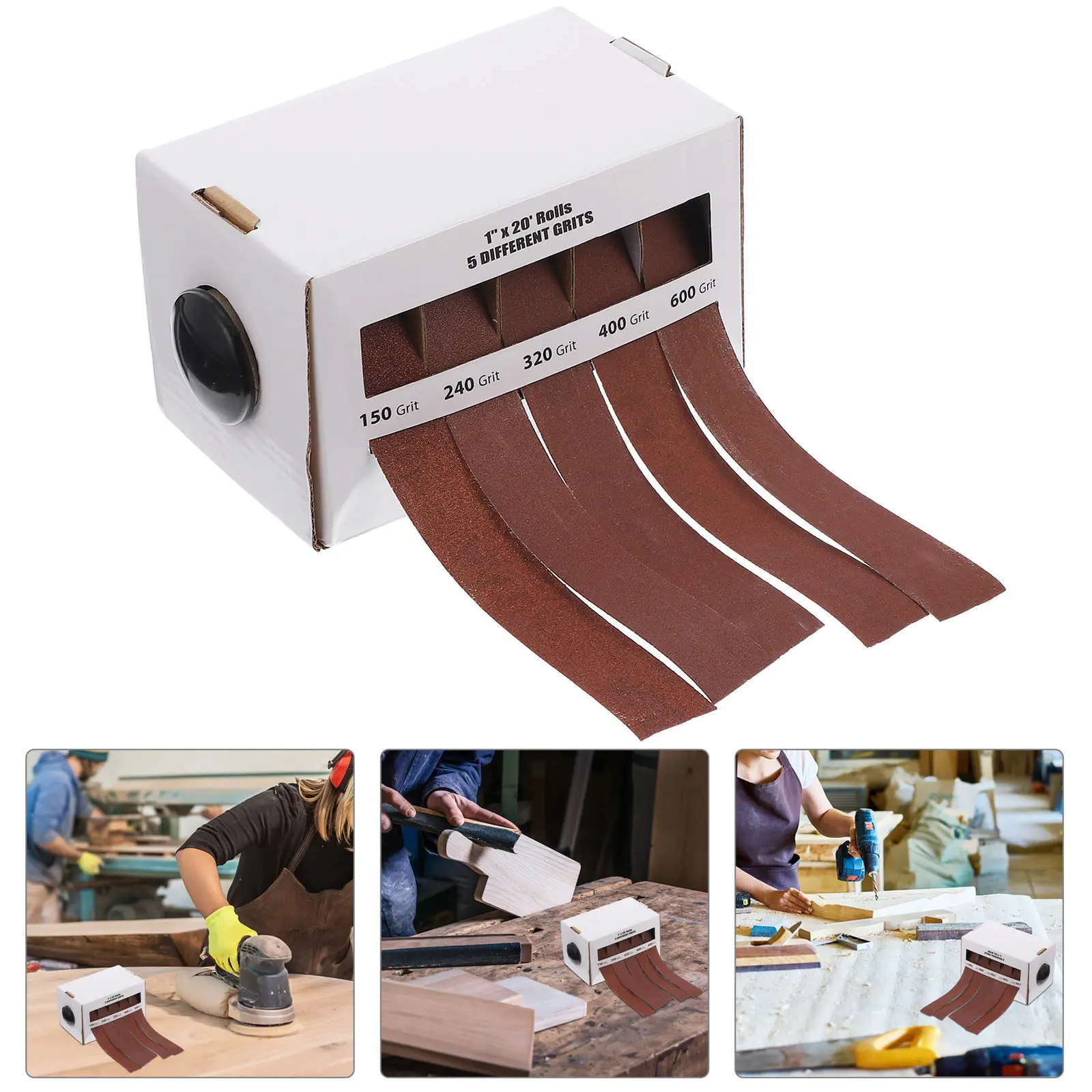 Draw Out Emery Cloth Roll Sandpaper Polishing Grinding Sanding Paper Abrasive Roll Boxed Sandpaper Dispenser for Wood Metal