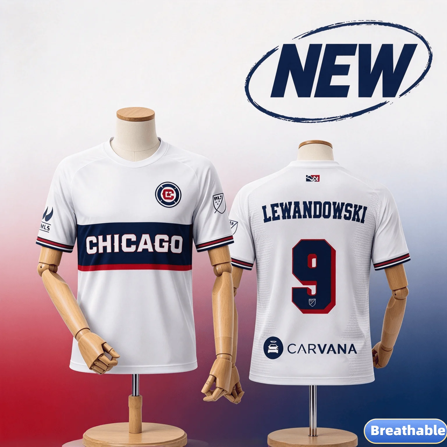 Chicago Fire Lewandowski 9 SpecialEdition 2026 White Soccer Jersey Trendy Casual Quick-drying Sports T Shirt Family Matching
