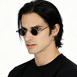 Gothic Small Round Sunglasses Men Women Vampire Style Sun Glasses Unisex Vintage Retro Y2K Steampunk Metal Shade