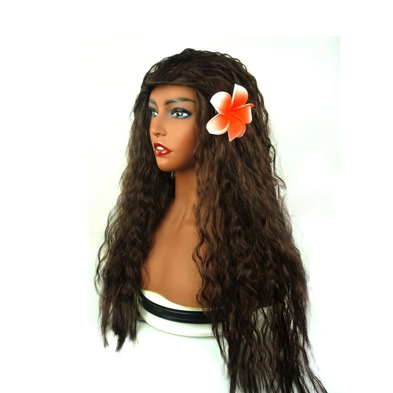 Ozean Romantik Cosplay Perücke Prinzessin Moana Lange Welle Perücke Cosplay Kostüm Perücke Kopfbedeckung Halloween Party Kopfbedeckung Requisiten – Detail 3