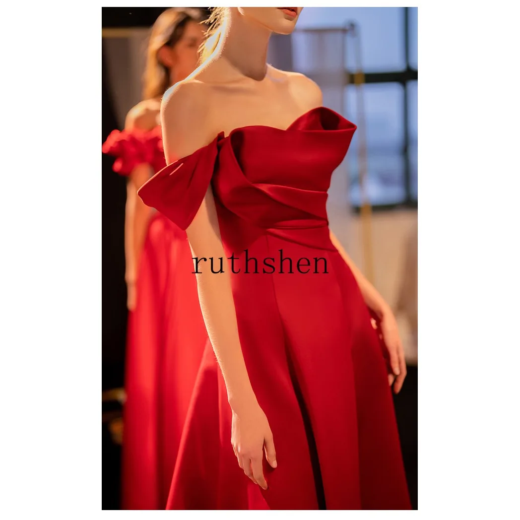 우아한 롱 드레스 여성 공주 연회 파티 프롬 드레스 오프숄더 버건디 공연 가운 맞춤 제작