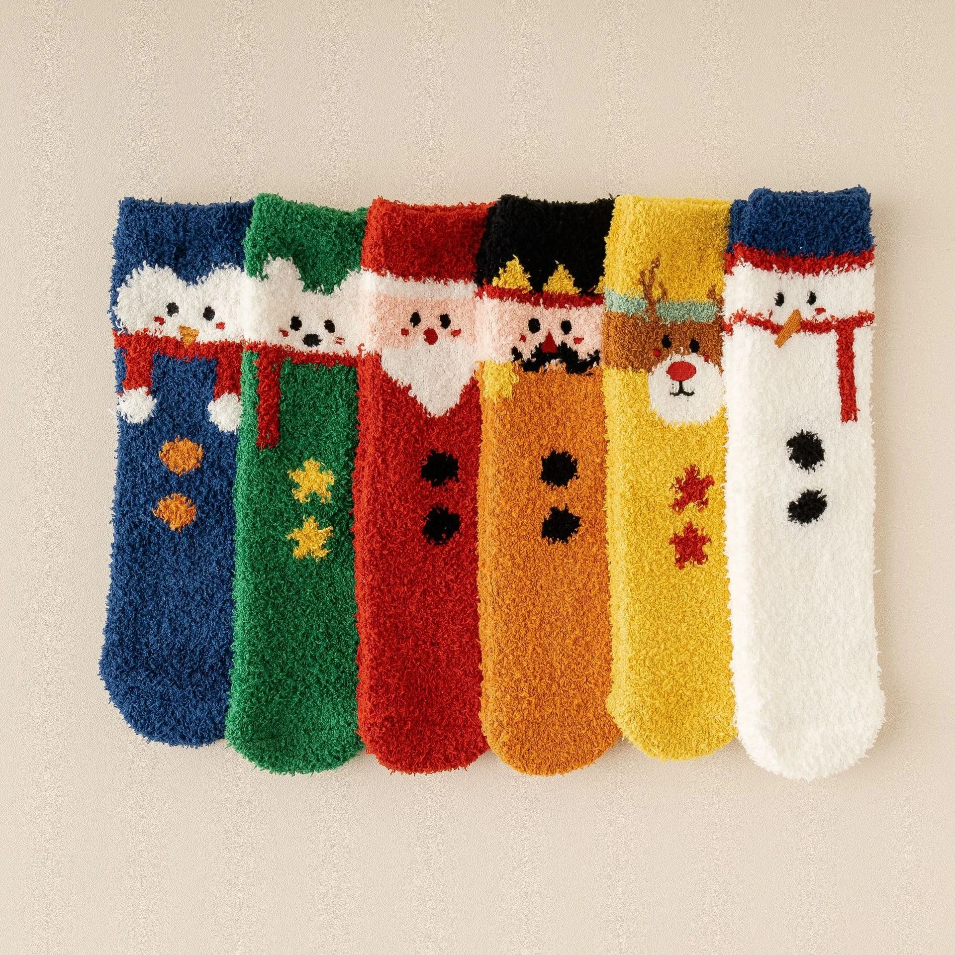

Warm & Cozy Gifts for Women, Christmas 6 Pieces Socks , Fluffy Fuzzy Plush Sleeping Slipper Socks - Soft Warm Fabric