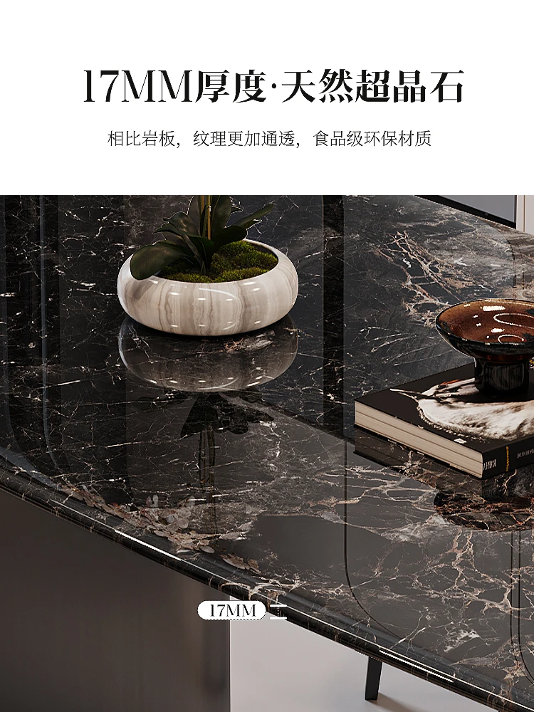 Dining Table and Chairs, Simple Household Small Apartment, Rectangular Marble Surface, Luxury Stone Slate Dining Table
