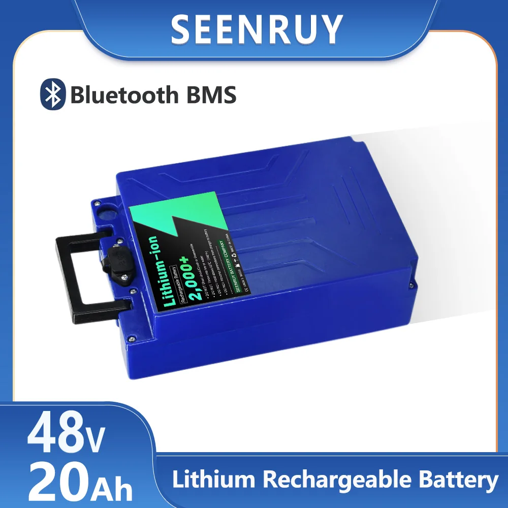 SEENRUY 48V 20AH Li-ion Lithium Polymer Battery Built in BMS  30A  Pefect For tricycle Electric Motorcycle+3A Charger