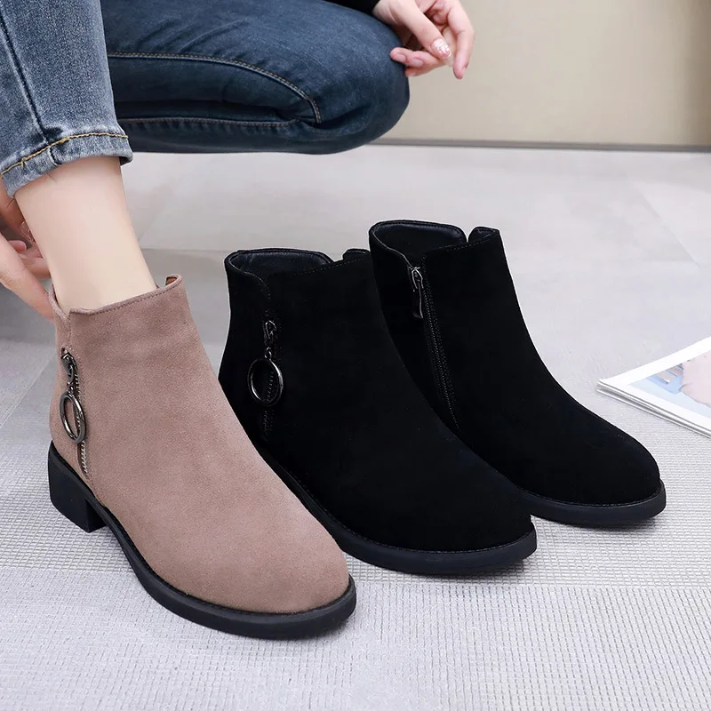 GKTINOO 2024 Women Boots Vintage Real Cow Suede Leather Spring Autumn Winter Ankle Boots For Women Ladies Med Heels Shoes