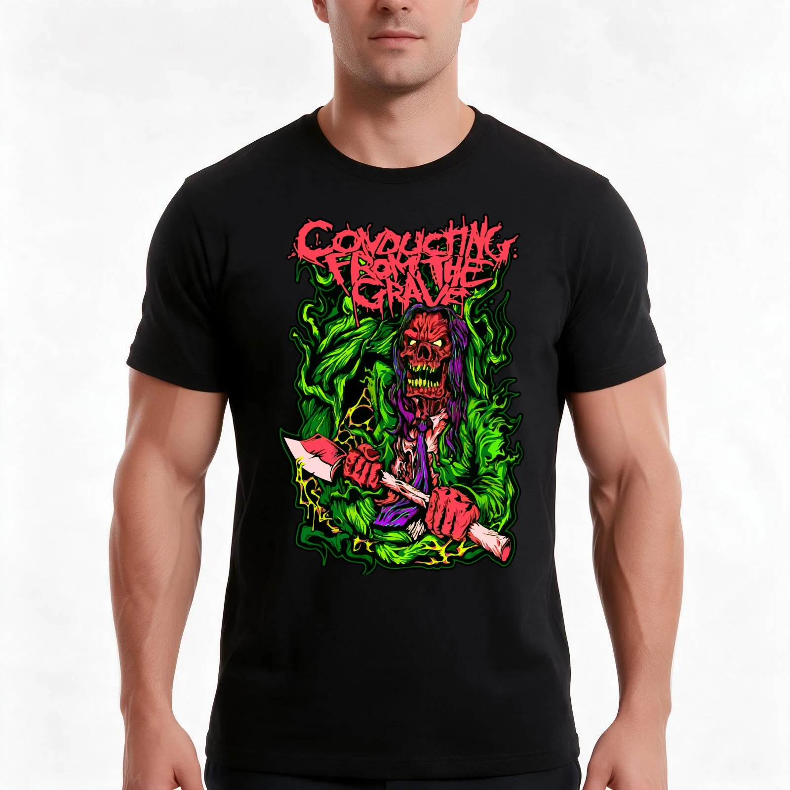 Conducting from the Grave T-Shirt Summer Casual Cotton Tee Oversized Streetwear Tops Vintage Graphic Print Unisex Men Women
