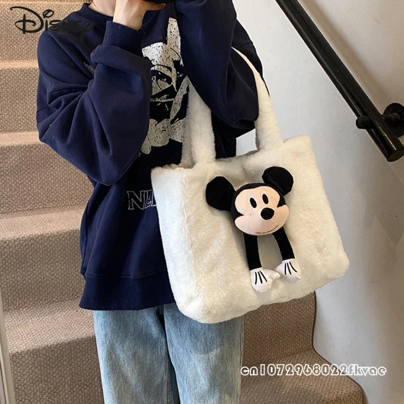 Disney Mickey 2025 nuevo bolso de muñeca para mujer, bolso de muñeca de felpa de alta calidad a la moda para niñas, bolso de almacenamiento de ocio de dibujos animados para mujer