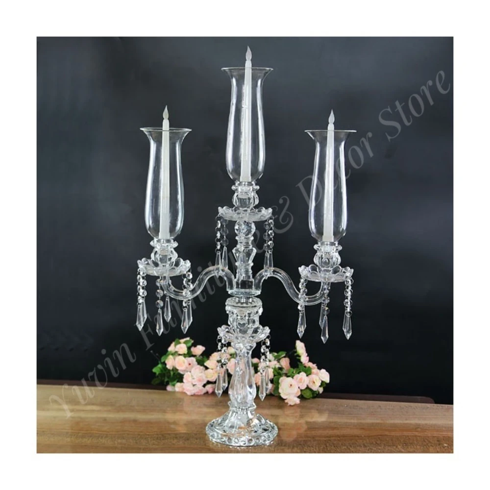 Gorgeous Table Centerpiece Luxury Candle Holders Decorative 3 Arms Crystal Candelabra