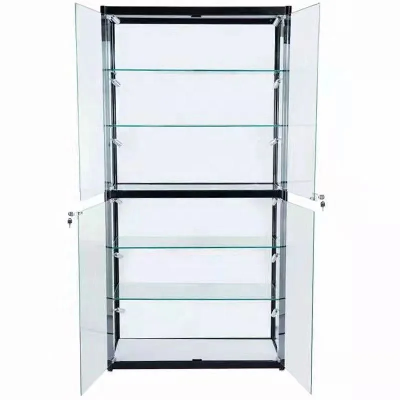 (Customized) flat pack glass display showcase toy figurine display cabinet led aluminium display