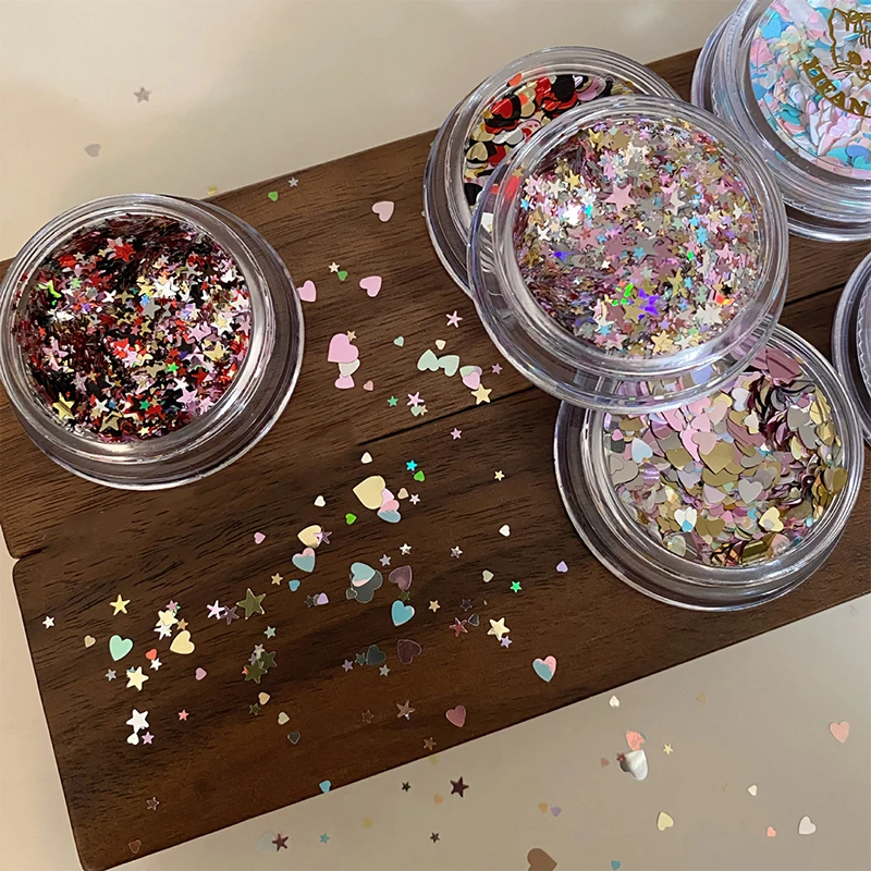 1 caja lentejuelas de estrella para uñas, 3D, color caramelo variado, escarcha, decoración DIY 2