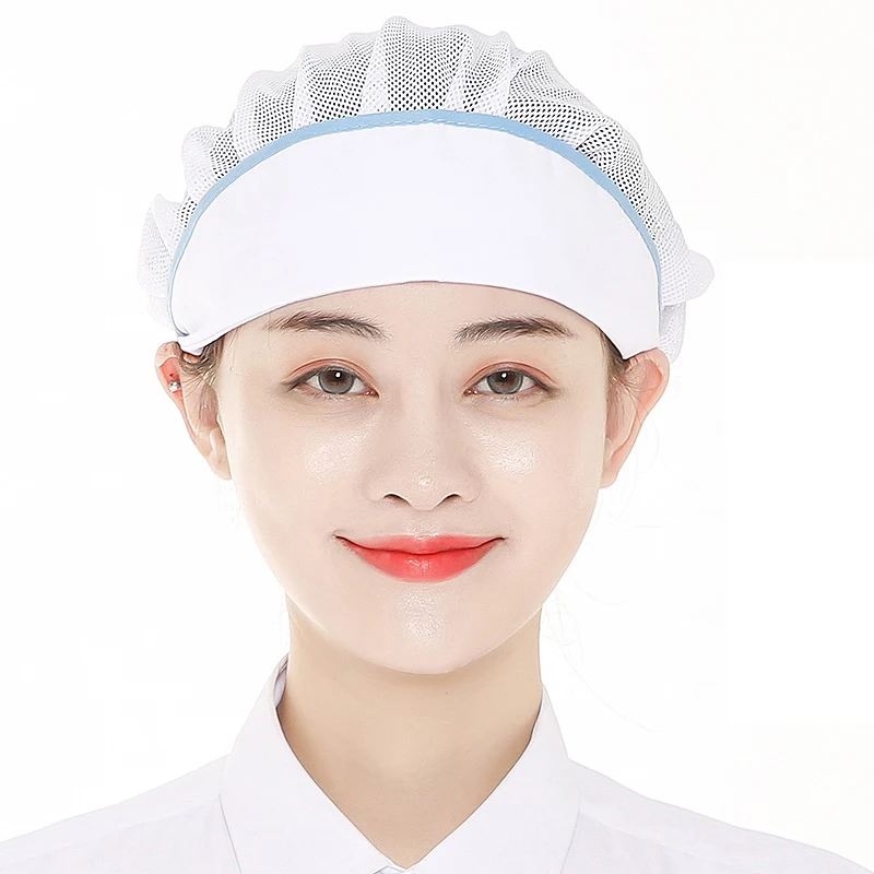 White Mesh Kitchen Chef Cap Canteen Restaurant Hotel Bakery Work Caps Food Caps Men's and Women's Workshop Dustproof Cloth Hat