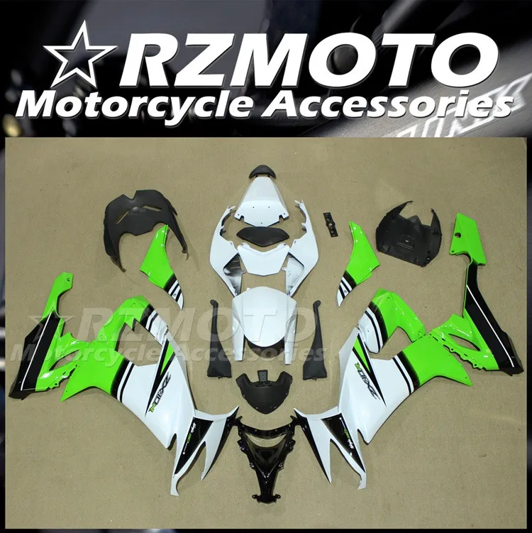 

Комплект обтекателей из АБС-пластика, 4 подарка, подходит для KAWASAKI ZX-10R ZX10R 2008 2009 2010 08 09 10, кузов под заказ, зеленый, белый