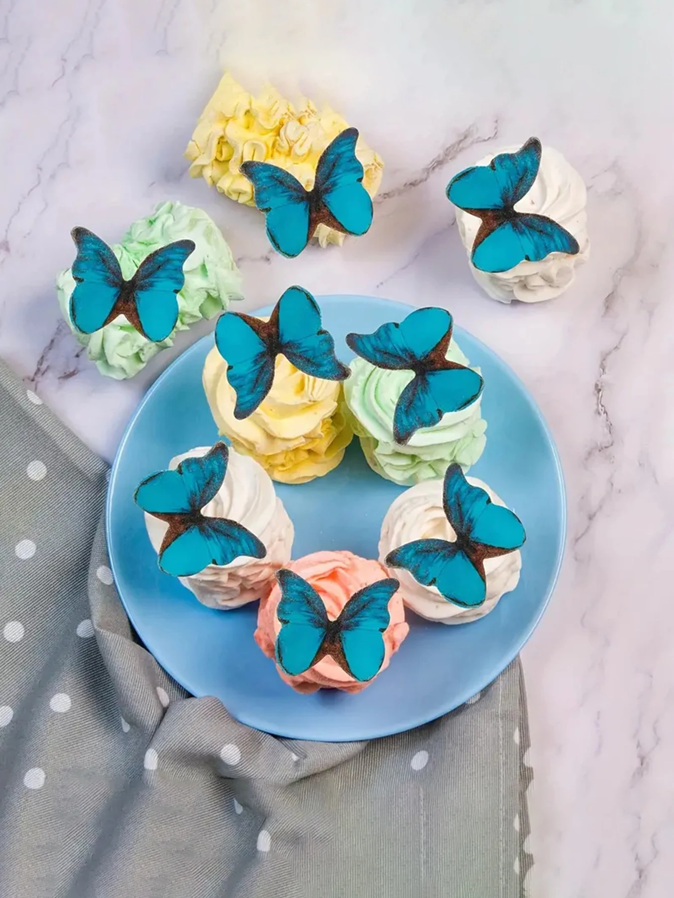 Happy Birthday Romantic Three-dimensional Butterfly Cardboard Insert Baking Dessert Blue Butterfly Birthday Cake Decoration