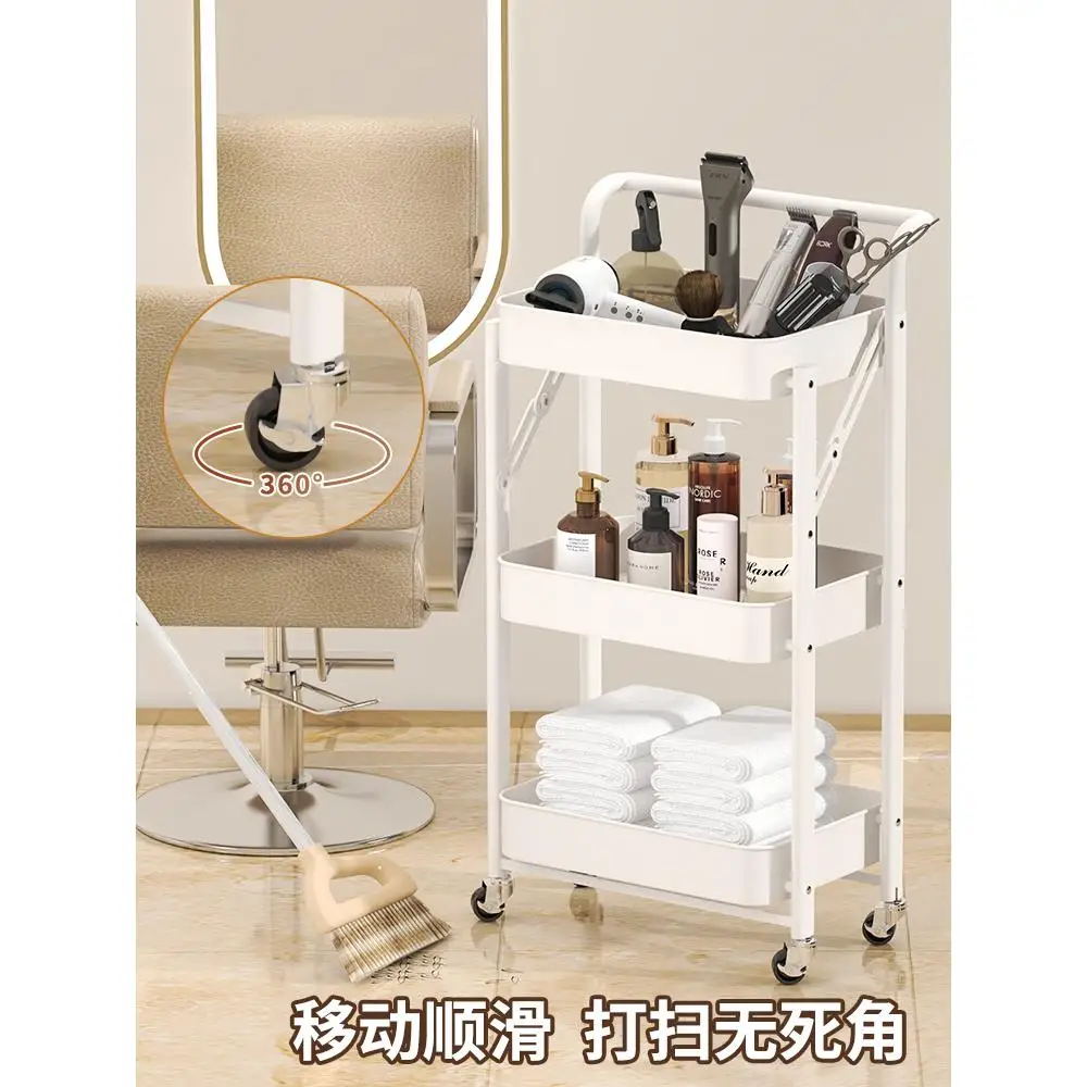 Trolley Organizer With Wheels Furniture for Aesthetics and Beauty Stainless Steel Chariot De Service Hairdressing Carts Portable