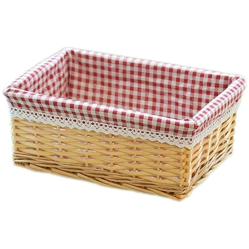 Wicker Basket Gift Basket Handmade with Fabric Insert Storage Basket 1