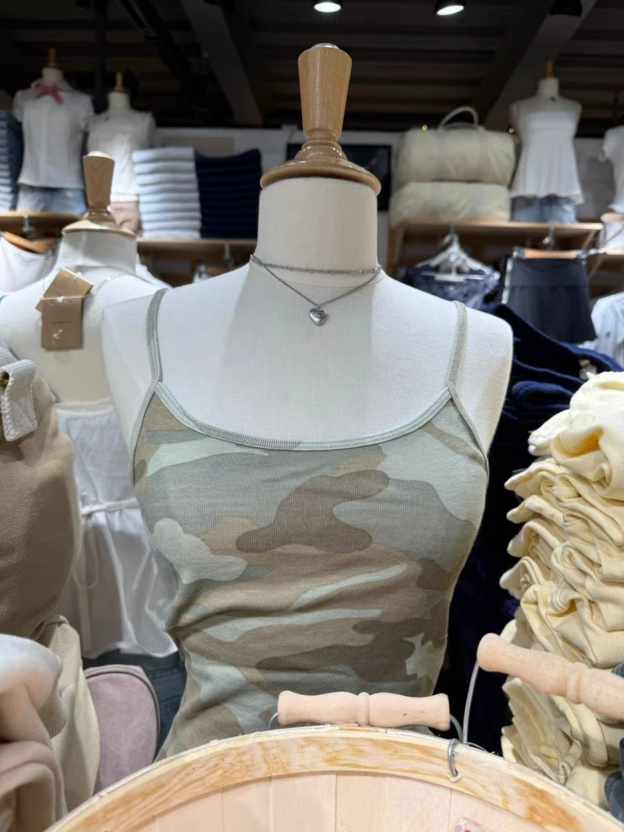 Camouflage Slim Camisole Woman Summer Sleeveless Cotton Tank Tops Female Casual Vintage Streetwear Sweet Vest New Y2k Tops