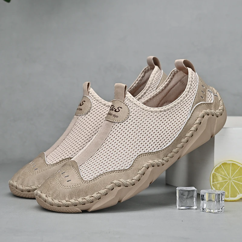 

Summer men casual sports mesh shoes breathable lightweight comfortable odor proof sweat absorbing outdoor hiking shoes（38-48）