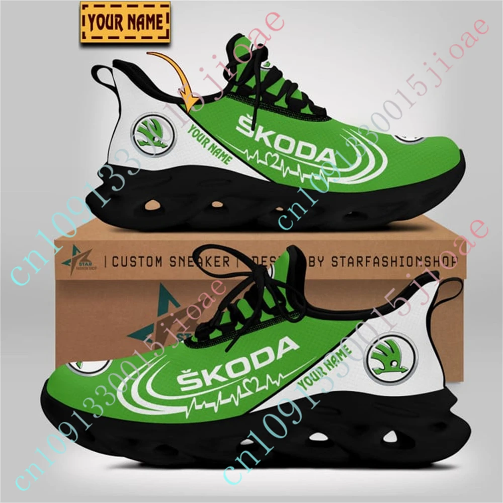 Skoda sepatu kets lari uniseks, sepatu Sneakers olahraga tenis kasual ringan ukuran besar dengan Logo kustom untuk pria