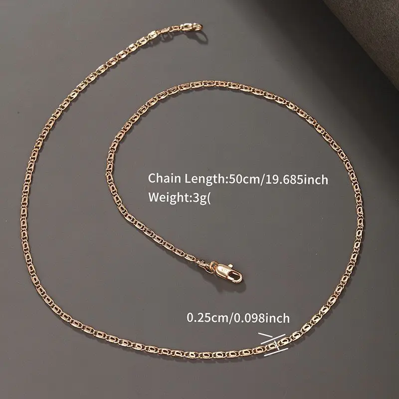 XP Jewelry --( 50 cm * 2.5 mm )  Gold Plated 18 K Classic Flat 20 inch Chain Necklaces For Cool Women Men Women Fashion Jewelry image 6