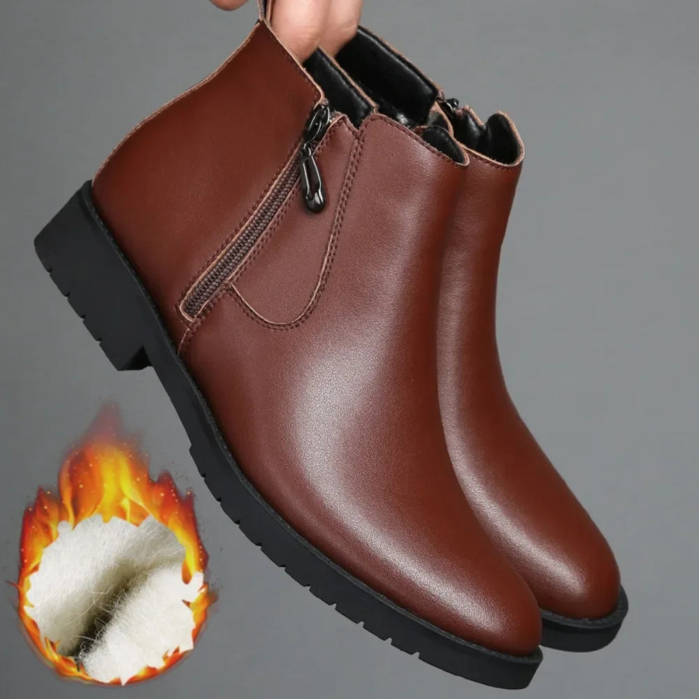 Men Boots Autumn and Winter Ankle Boots Men\'s Cotton Shoes Cowhide High Top Casual Shoes Man Leather Shoes Men\'s Shoe