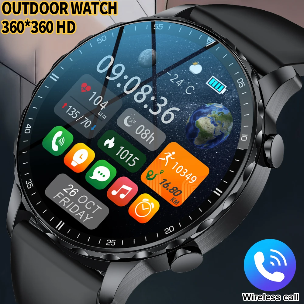 LIGE New Outdoor Smart Watch Men Bluetooth Call SOS Fitness Sport Watch Men 360*360 Full Touch Screen IP68 Waterproof Smartwatch