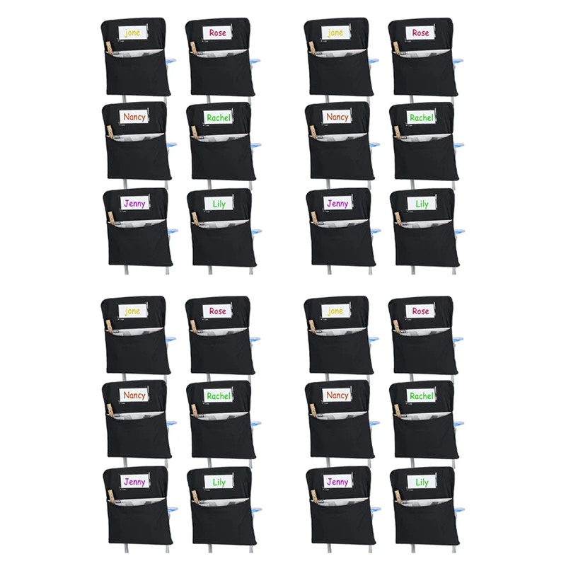 

Hot-24Pcs Chair Storage Pocket Chair Bag Chair Pockets For Classrooms Student Chair Pockets Chair Organizer With Name Tag