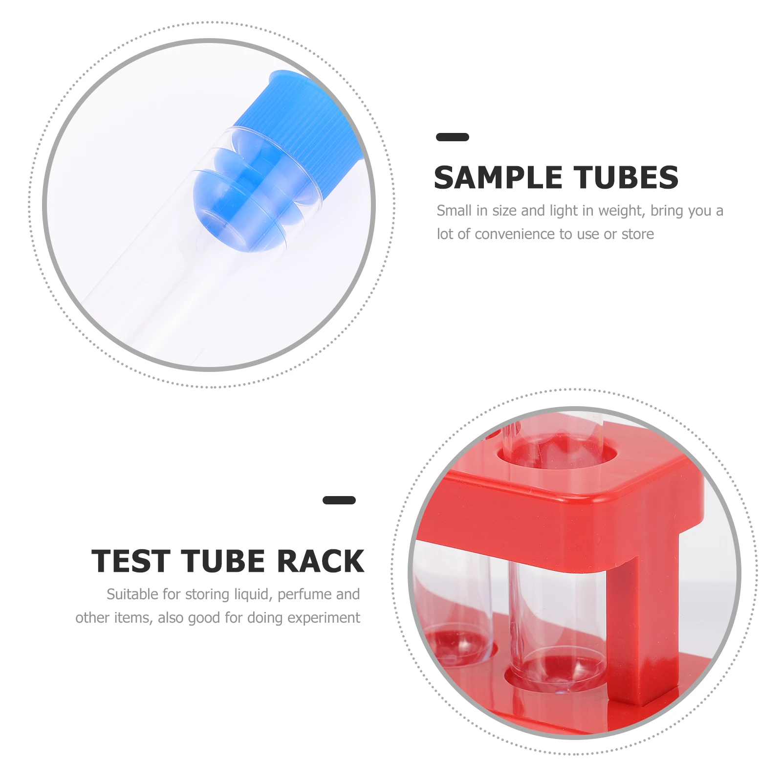

6pcs Plastic Test Tubes Leak-Proof Sealant Vials Laboratory Sample Storage Rack For Experiment Lab Use Lightweight Small