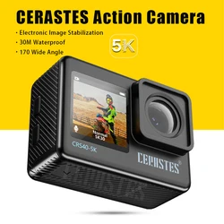 CERASTES WiFi Anti-shake Action Camera 4K 60FPS Dual Screen 170° Wide Angle 30m Waterproof Sport Camera photographic cameras