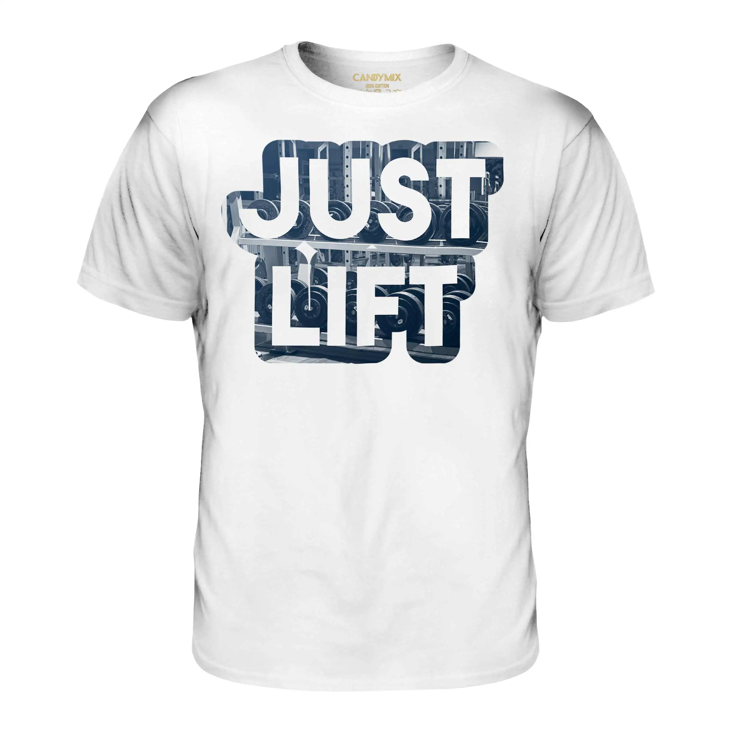 NEW JUST LIFT DUMBELL MENS T-SHIRT TEE TOP GIFT GYM MOTIVATION
