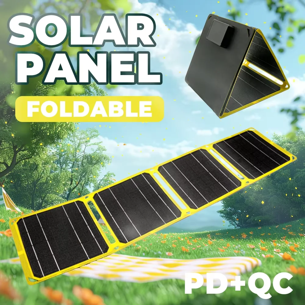 40w painel solar dobrável carregador de telefone usb + pd qc 3.0 5v 9v 12v bateria portátil do painel solar para lanterna banco de potência do telefone celular