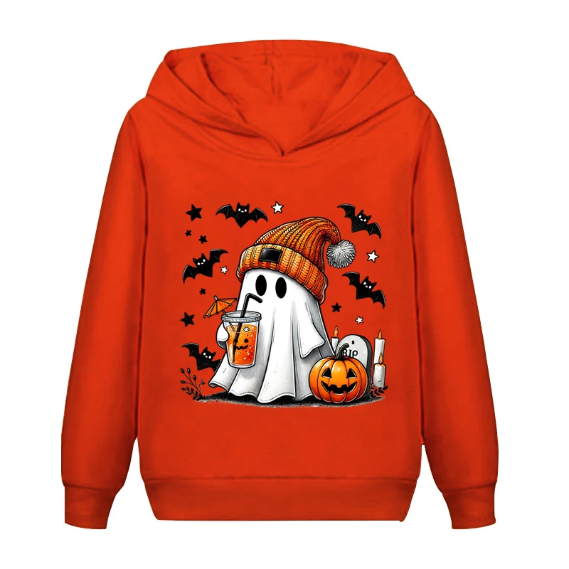 Halloween Ghost Pumpkin Bat Hoodies Autumn Winter Casual Sweatshirt Children Boys Girls Cool Halloween Hooded Hoodies