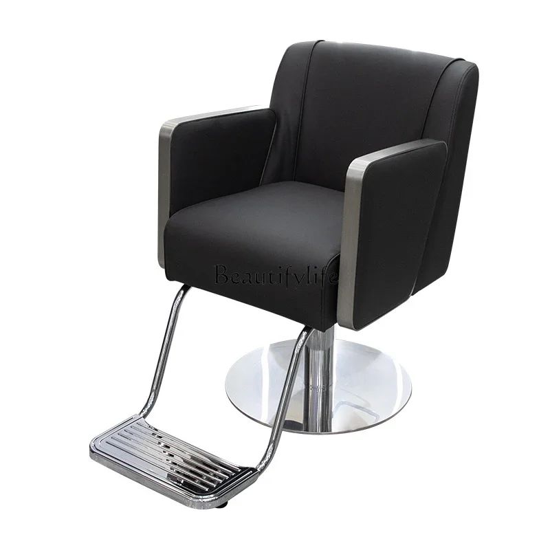 

Hair Salon Chair Adjustable Stainless Steel Hair Cutting Chair Simple Barber Shop for Hair Salon