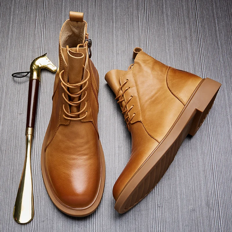 

High Quality Men's Genuine Leather Retro Boots Shoes Fashion Men Boot