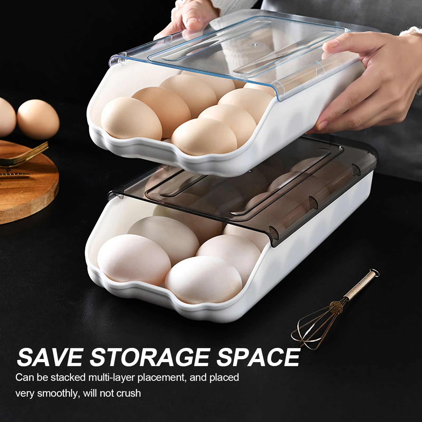 

Egg Storage Box Keeper Container Fresh Holder Eggs Racks Organizer Plastic Tray for Refrigerator