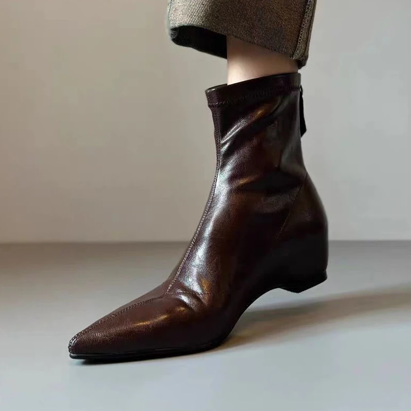

Pointed Toe Women' Ankle Boots Fashion Dress Low Heels Shoes Luxury Sexy Woman Botas 2025 Winter New Chelsea Short Boots Mujer