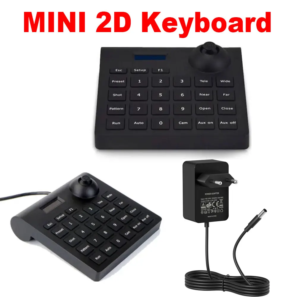 CCTV Mini Analog PTZ Camera Keyboard with 2D Joystick, PTZ Speed Dome Camera Controller with RS485 Input