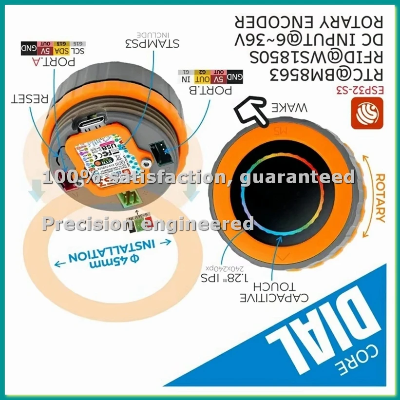 

Плата разработки M5Dial ESP32-S3 M5StampS3 с круглым сенсорным экраном 1,28 дюйма для управления умным домом (UIFlow-BCBW)