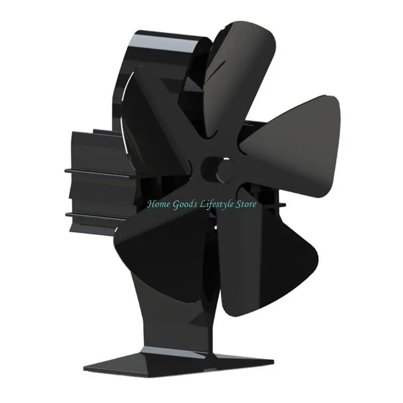 

E74E Aluminum Alloy Fireplace Fan 5-blade Heat Powered Fan Replacement Stove Fan Easy to Use Fireplace Fan Accessories