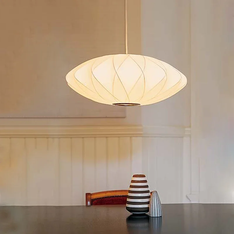 Lámpara colgante LED moderna, candelabro de seda nórdico Wabi Sabi para comedor, sala de estar, Loft y dormitorio