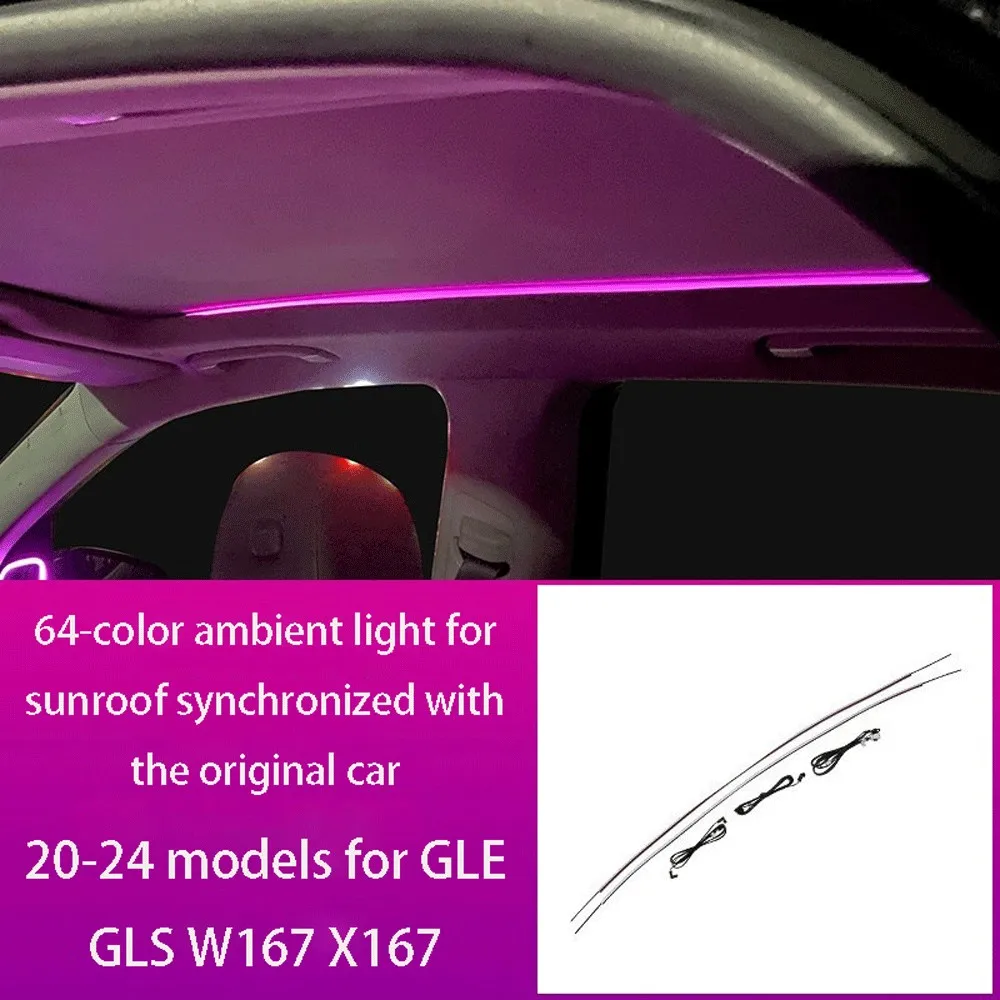 

64 Color LED Sunroof environment Light For Mercedes Benz GLE GLS W167 X167 Car Panoramic Skylight Lamp Decoration Ambient Light