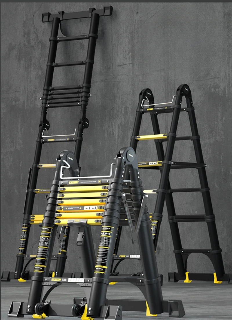 

New Herringbone Telescopic Ladder Aluminum Alloy Thickened Engineering Folding Multifunctional Portable Lifting Floor Ladder