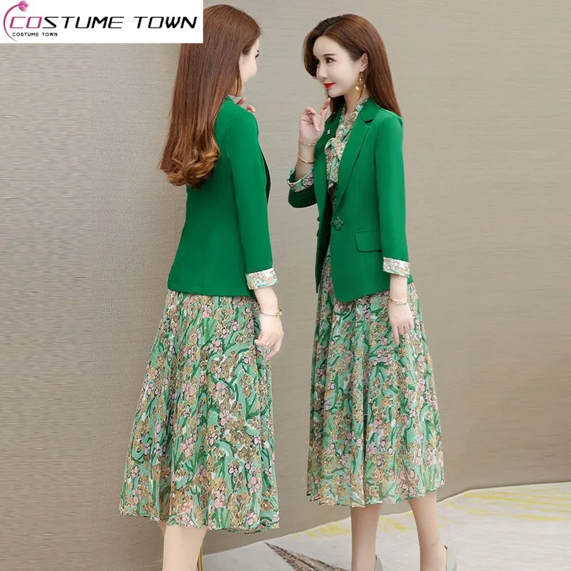 Spring Suit Set for Women 2023 New Little Suit Dress for Women Fragmented Flowers for Your Lady Slim Two Piece Set