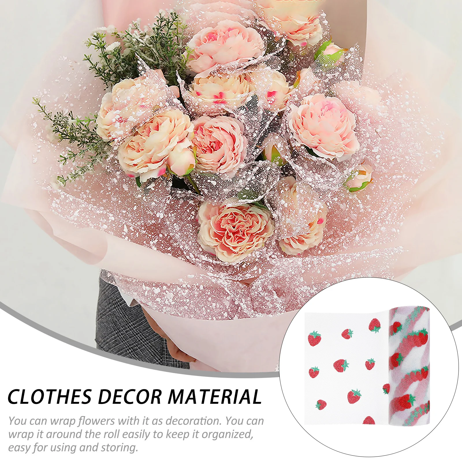 1 pçs 1 rolo de malha tecido morango padrão fio para roupas decoração material projetos artesanato pano fundo