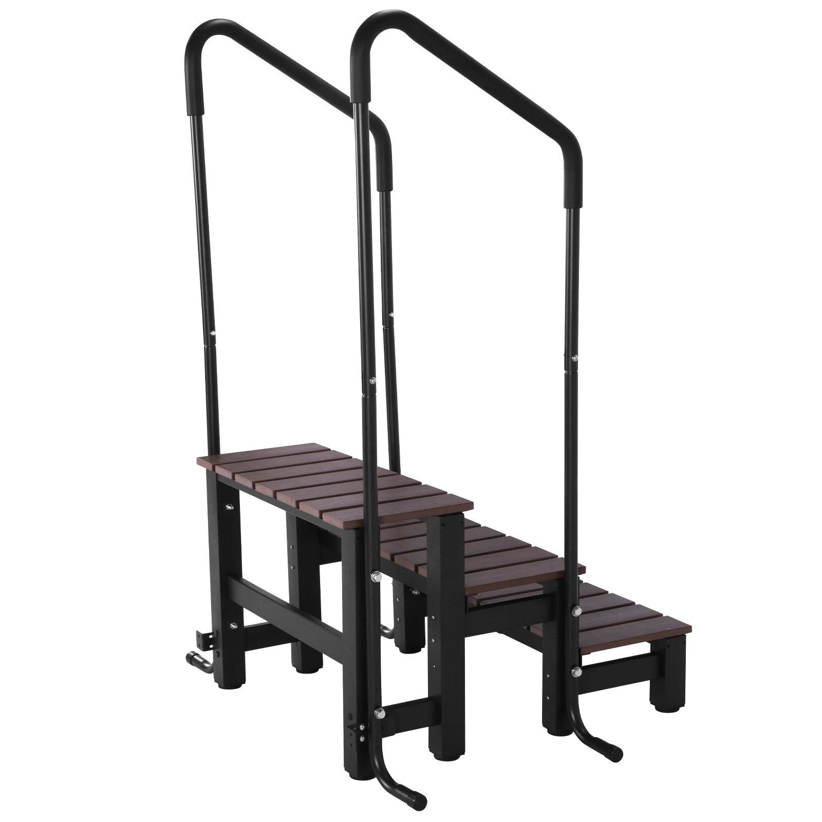 Escalera de 3 Peldaños con Barandilla Antideslizante, Escalera Portátil para Piscina con Barandilla, Capacidad de Carga de 550 Libras, para Remolques, Terrazas y Piscinas Elevadas