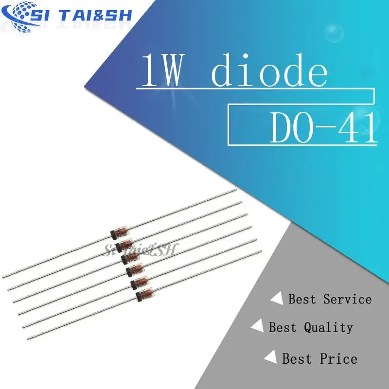 100pcs 1W   diode DO-41 3V 3V3 3V6 3V9 4V3 4V7 5V1 5V6 6V2 6V8 7V5 8V2 9V1 10V 11V 12V 13V 15V 1N4733A 1N4742A 1N4728A